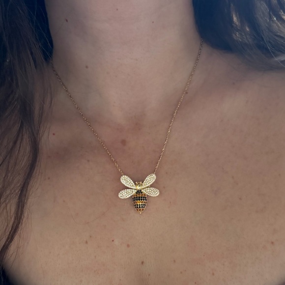 Gold Honey Bee Pendant Necklace - Picture 6 of 8